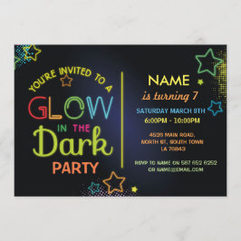 Invitación Resplandor en la fiesta de cumpleaños oscuro invit