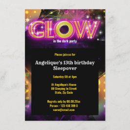 Invitación Resplandor en los niños oscuros resplandece fiesta