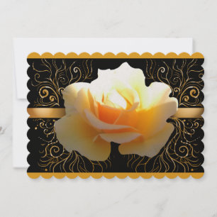 Invitación Resplandor interior Rosa amarilla y dorada elegant