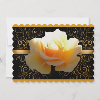 Invitación Resplandor interior Rosa amarilla y dorada elegant