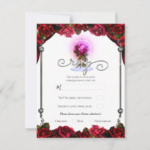 Invitación Resplandor Mágico Rosa Roja Oro Blanco Plata RSVP