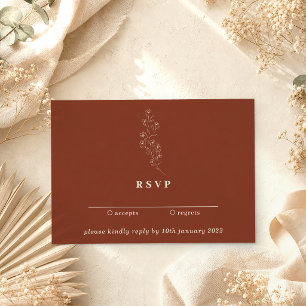 Invitación Responder amablemente Terracota Floral Simple Eleg