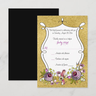 Invitación Respuesta a Boda Caprichosa | HOJA Dorada FALSA, F