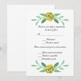 Invitación Respuesta Boda de follaje amarillo Floral