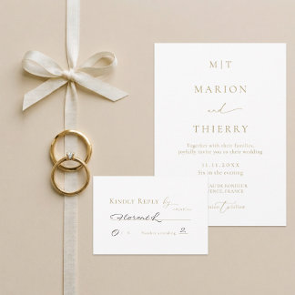 Invitación Respuesta de boda blanca minimalista moderna