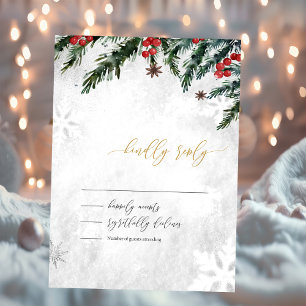 Invitación Respuesta de Boda Copo de Nieve Ramas de Invierno