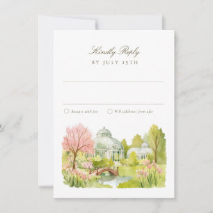 Invitación Respuesta de Boda de Acuarela del Jardín Botánico 