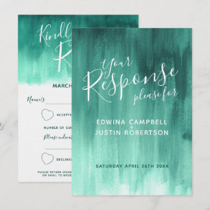 Invitación Respuesta de boda de arte moderno abstracto esmera