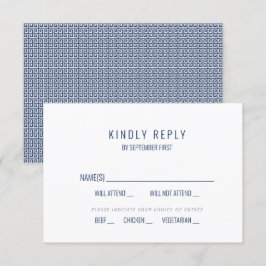 Invitación Respuesta de boda de clave griega azul mediterráne