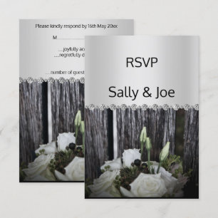 Invitación Respuesta de boda de diamante rústico de foto flor