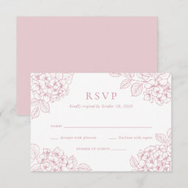 Invitación Respuesta de Boda de Hortensia Rosa Elegante Flora