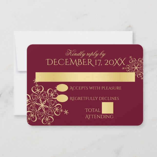 Invitación Respuesta de Boda de Invierno de los Copos de Niev (Anverso)