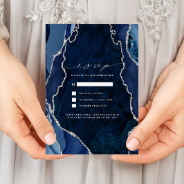 Invitación Respuesta de boda de mármol de navío y ágata plate