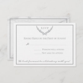 Invitación Respuesta de boda de mármol y corona elegante