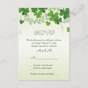 Invitación Respuesta de boda de trébol irlandés