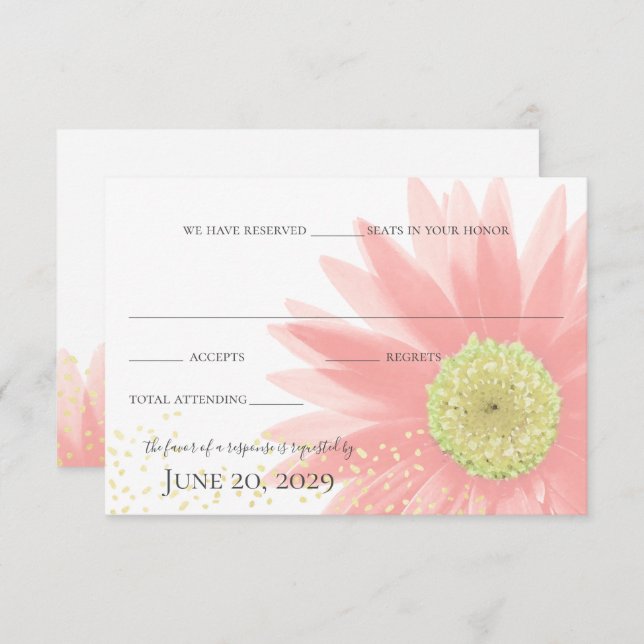 Invitación Respuesta de boda del jardín rosa Daisy Love (Anverso / Reverso)