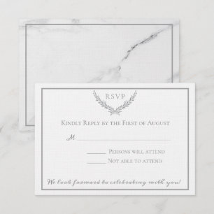 Invitación Respuesta de boda elegante de mármol y corona