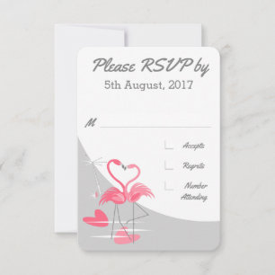 Invitación Respuesta de boda Flamingo Love Large Moon