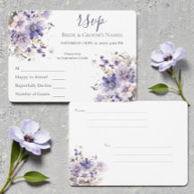 Respuesta de Boda Floral Azul y Morado Acuarela
