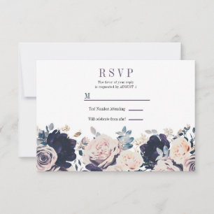 Invitación Respuesta de Boda Floral Botánica Vintage Oscuro &