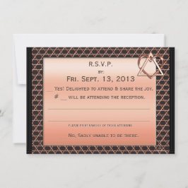 Invitación Respuesta de Boda judío de cobre Art Deco