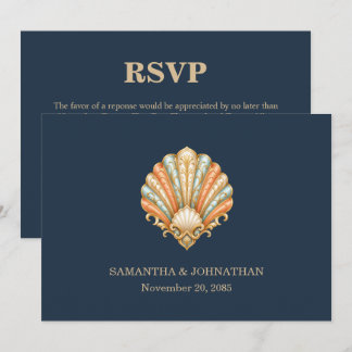 Invitación Respuesta de boda minimalista en la playa con lujo
