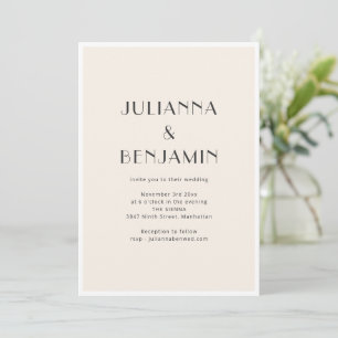 Invitación Respuesta de Boda Minimalista Marfil Art Déco