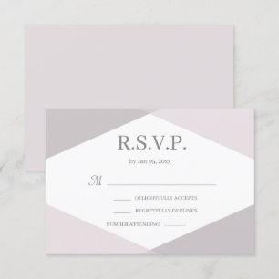 Invitación Respuesta de Boda Moderna Geométrica Rosa Blanca