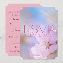 Invitación Respuesta de boda personalizable con flor de cerez
