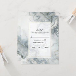 Invitación Respuesta de boda playera acuarela gris azul y dor