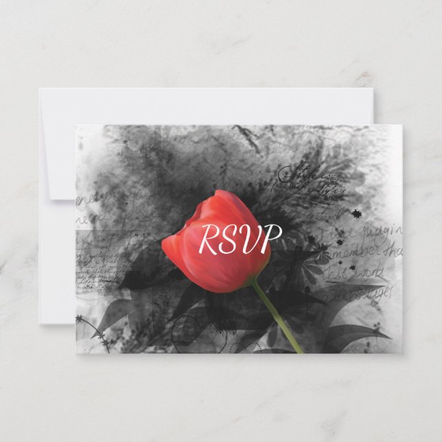 Invitación Respuesta de Boda Recepción Tulipán Rojo (Anverso)