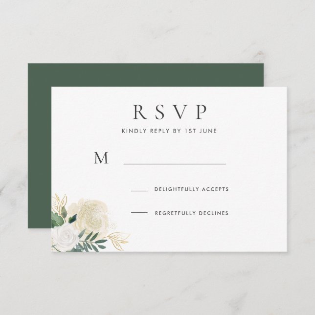 Invitación Respuesta de Boda Rosa Brillante Romántica (Anverso / Reverso)