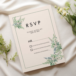 Invitación Respuesta de boda rosa menta floral marfil botánic