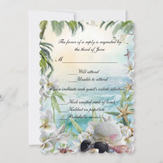 Invitación Respuesta de Boda Tropical Floral Elegante en la P