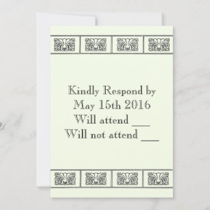 Invitación Respuesta de borde de flor de Art Decó de época