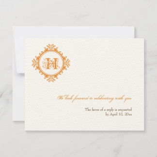 Invitación Respuesta de confirmación de boda con iniciales na