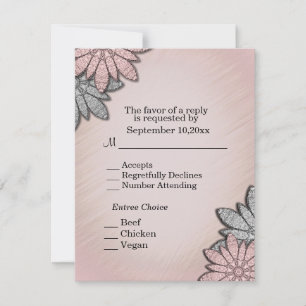 Invitación Respuesta de Coral Floral con selección de menú