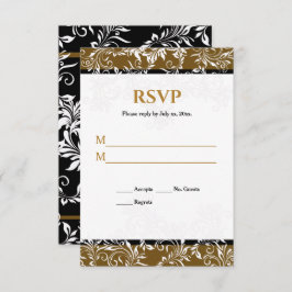 Invitación Respuesta de la boda elegante dorada y negra
