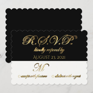 Invitación Respuesta de respuesta de boda RSVP negro blanco d