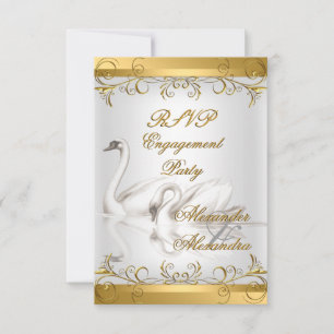 Invitación RESPUESTA DE RSVP Bodas Cisnes Oro Blanco