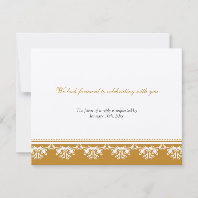 Invitación Respuesta de RSVP de boda con borde de filigrana m (Anverso)