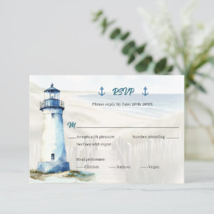 Invitación Respuesta de RSVP de Boda Costera de Nueva Inglate