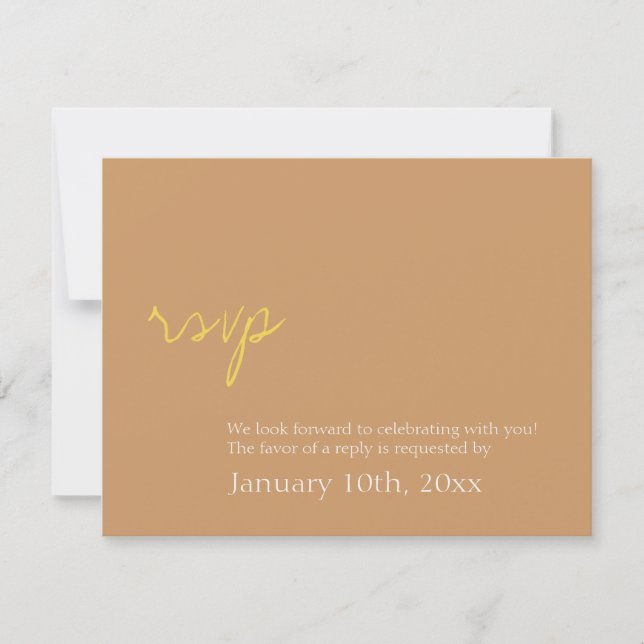 Invitación Respuesta de rsvp de boda de bronce con efecto shi (Anverso)