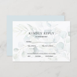 Invitación Respuesta de RSVP de boda de eucalipto verde azul