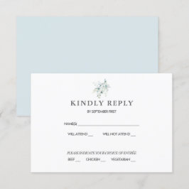 Invitación Respuesta de RSVP de boda de eucalipto verde azul