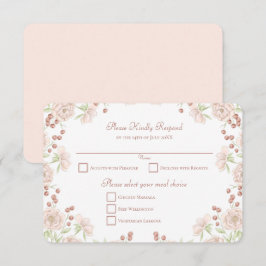 Invitación Respuesta de RSVP de boda de rosa rosa rubor