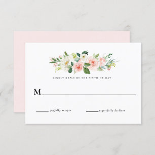 Invitación Respuesta de RSVP de boda floral rosa de Rubor