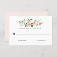 Respuesta de RSVP de boda floral rosa sonrojado
