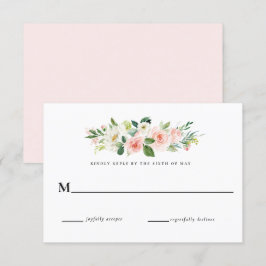 Invitación Respuesta de RSVP de boda floral rosa sonrojado