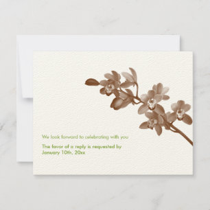 Invitación Respuesta de RSVP de boda moderna verde orquídea e